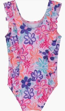 NWT Andy & Evan Baby Girl Ribbed Ruffled One-Piece Swimsuit Purple 3-6 Months
